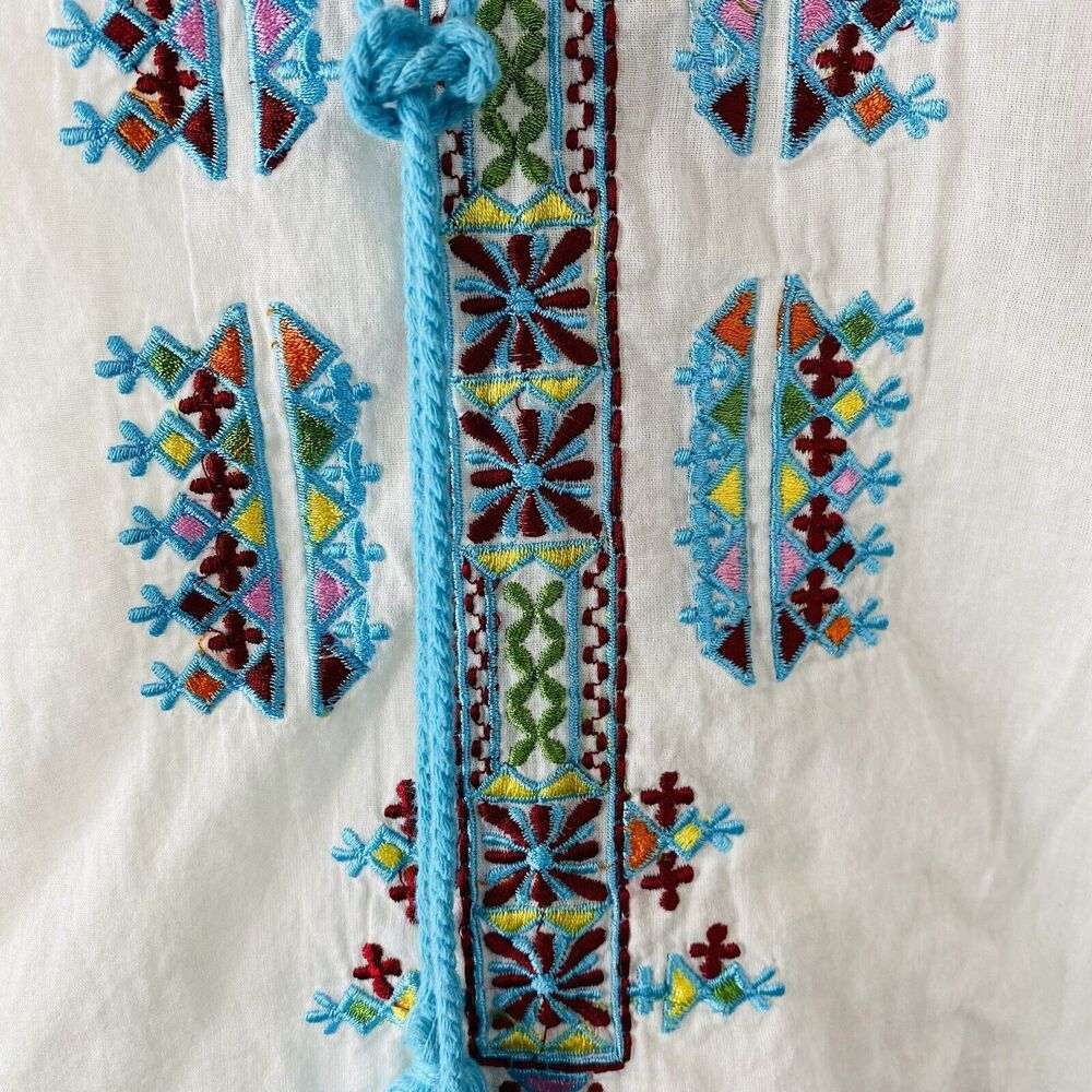 Ananda's Collection Sz L White Tunic Embroidered - image 3